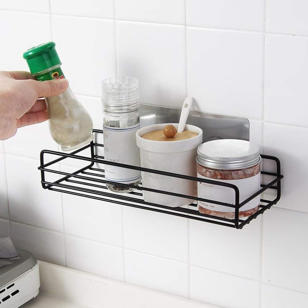 ZURATO Wall Mounted Metal Shelf Storage Durable Caddy Organizer Rack with Adhesive Hook ( Multicolour , Large)