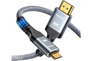 Mini HDMI to HDMI Cable, High Speed 4K HDMI 2.0 Cord, Gold-Plated Connectors, Compatible with Camera, Tablet, Laptop, TV, Mon