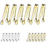 Gold 6 Pieces Sugar Tongs , Kyraton Stainless Steel Titanium Plating Gold Ice Tongs Mini Serving Tongs Appetizers Tongs Small