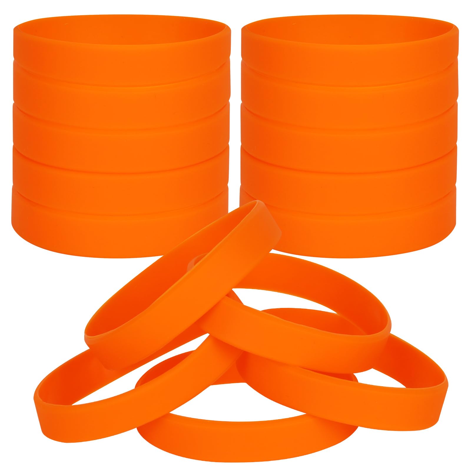 LVNRIDS 50 PCS Silicone Bracelets Wristbands for kid, Sports Rubber Elastic Wristband Bracelet for School Activity Party Favors Decorations Orange
