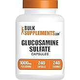 BulkSupplements.com Glucosamine Sulfate Capsules - Glucosamine Supplement, for Joint Support - Glucosamine Sulfate 1000mg, Gluten Free, 1 Capsule per Serving, 240 Capsules (Pack of 1)