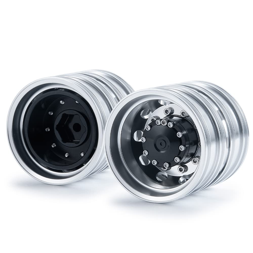 ZuoLan 2PCS Rear Wheel Rims RC Trailer Alloy Wheels for 1/14th Tamiya RC Tractor Truck Car