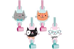 Creative Converting Purr-Fect Party Blowouts Party Supplies, Multicolor, one size