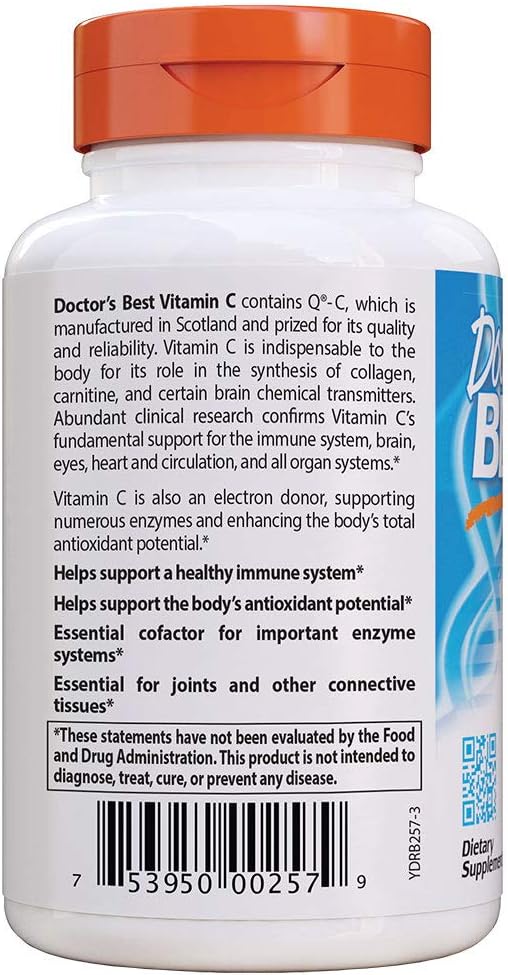 Doctor's Best Vitamin C with Quali-C 1000 mg, Non-GMO, Vegan, Gluten Free, Soy Free, Sourced from Scotland, 120 Veggie Caps: Health & Personal Care
