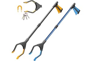 YAUNGEL 2 Pcs Grabber with Magnetic Tip, 32'' Extra Long Grabber Reacher Tool, 90° Rotating Head Reacher Grabber Tool, Reacher Grabber Pickup Tool, Heavy Duty Grabber for Seniors, Blue+Orange
