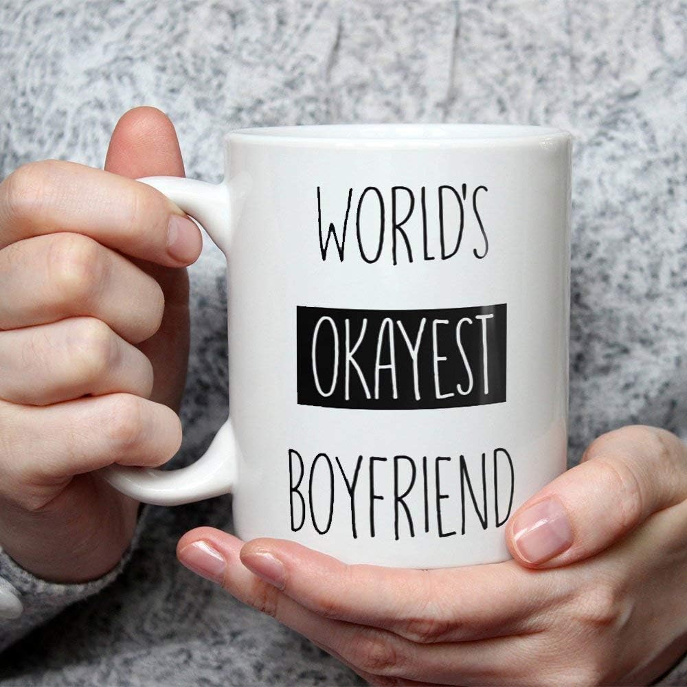world's okayest boyfriend mug