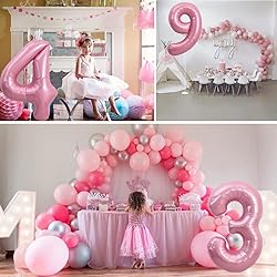 TONIFUL 40" Inch Light Pink Large Numbers Balloons