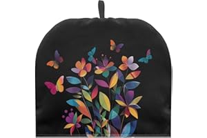 Tutolipy Aesthetic Butterfly Floral Teapot Cover Insulated Tea Cosy Warm Keep Tea Cozy Kitchen Home Decoration for Teapots Mugs Universal Fit Tea Kettle Quilt