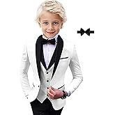 SAROULU Suit for Boys Wedding Tuxedo 3 Piece Single Breasted Vest Blazer Pants Notched Lapel Formal Kids Party Suit Yellow 8