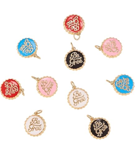 thumbnail image 2 of Pack Of 80 Heart Planet Enamel Charms Gold Plated Colored... 2 of 14