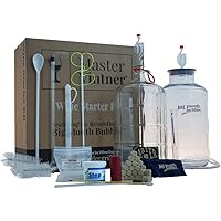 Master Vintner Wine Making Equipment Starter Kit with Plastic Big Mouth Bubbler and Glass Carboy