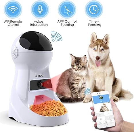 Iseebiz Automatic Cat Feeder Pet Feeder 3l Food Dispenser With Wi