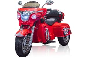 DNWRZCJXY 12V Electric Motorcycle for Kids Ages 3-8, 2 Seats Ride-On Motorbike with 3 Wheels, Bluetooth, USB, LED Light & Storage Box | Safe & Durable Kids Toy Vehicle, Red