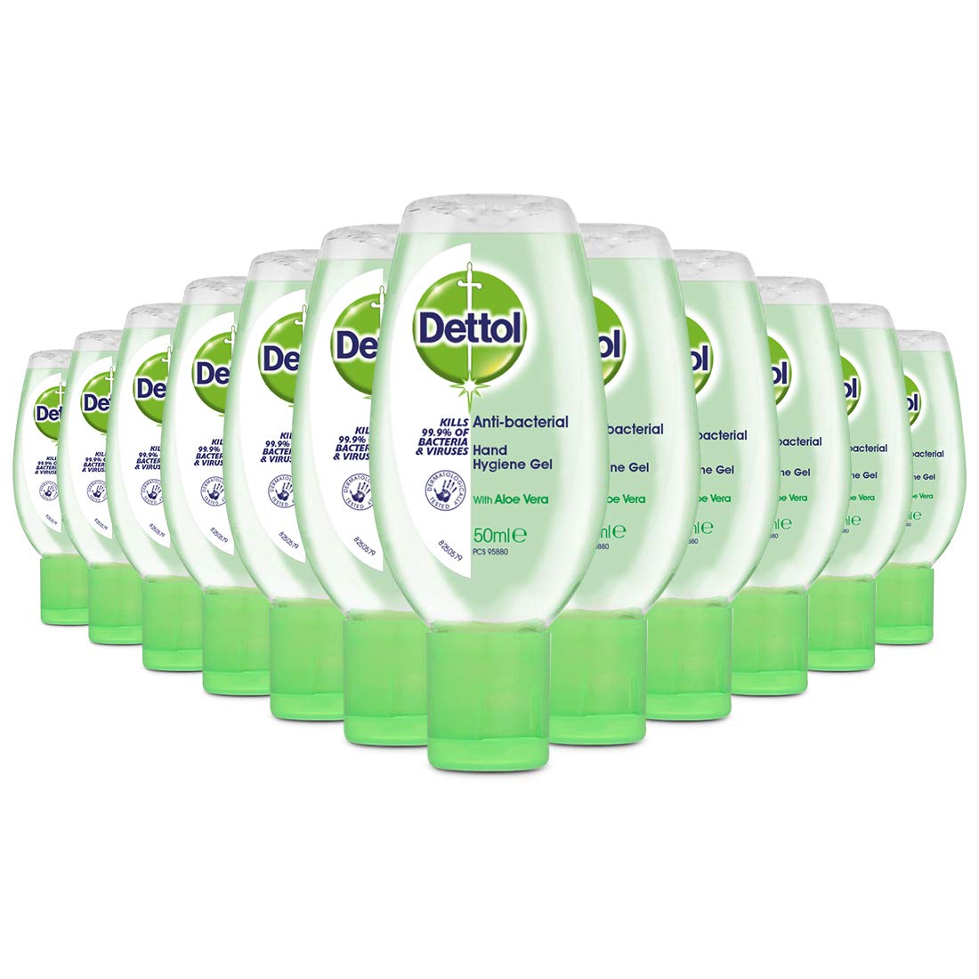 Dettol Antibacterial Hand Sanitiser, Aloe Vera (Pack of 12 x 50ml)