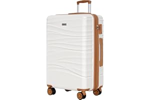 Romswi 30" Hardside Checked Luggage, Large Checked Suitcase with Dual Spinner Wheels,Hardshell Suitcase with TSA Lock,YKK Zipper, Scratch-Resistant White