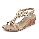 TEMOFON Womens Sandals Wedge Low: Summer Open Toe