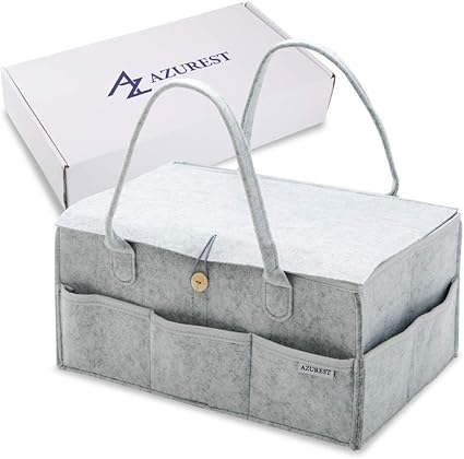 Amazon Azurest おむつストッカー おもちゃ入れ 収納ケース 蓋つき ギフト用box入 グレー おむつストッカー ベビー マタニティ 通販