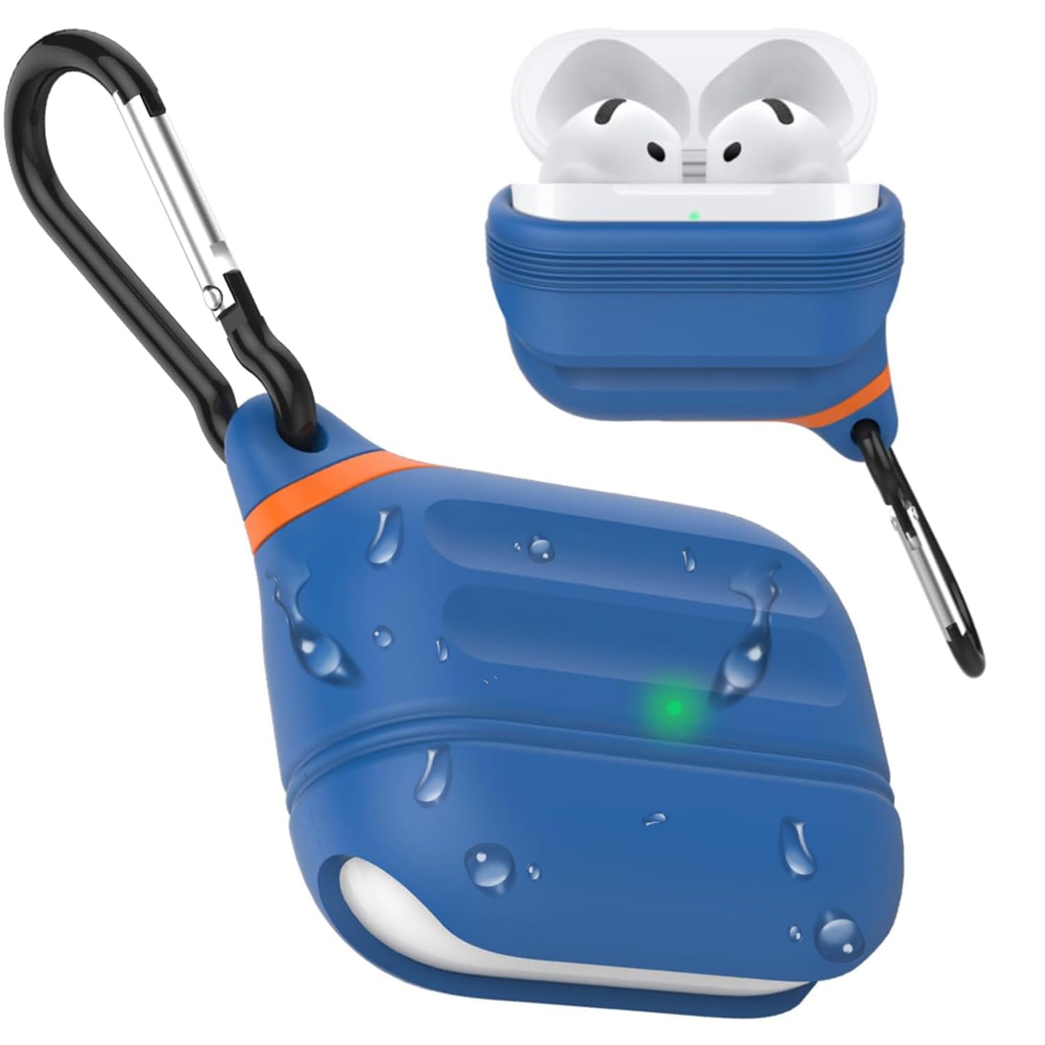Photo 1 of ATIMIRA for Airpods 4 Case Silicone Compatible with Apple Airpods 4 | Waterproof Protection | Portable | for USB-C/Wireless | Anti-Lost | One Piece | Blue