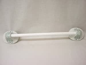 TOALLERO Pared Porcelana con Barra Madera Blanco Toalla Verde ...