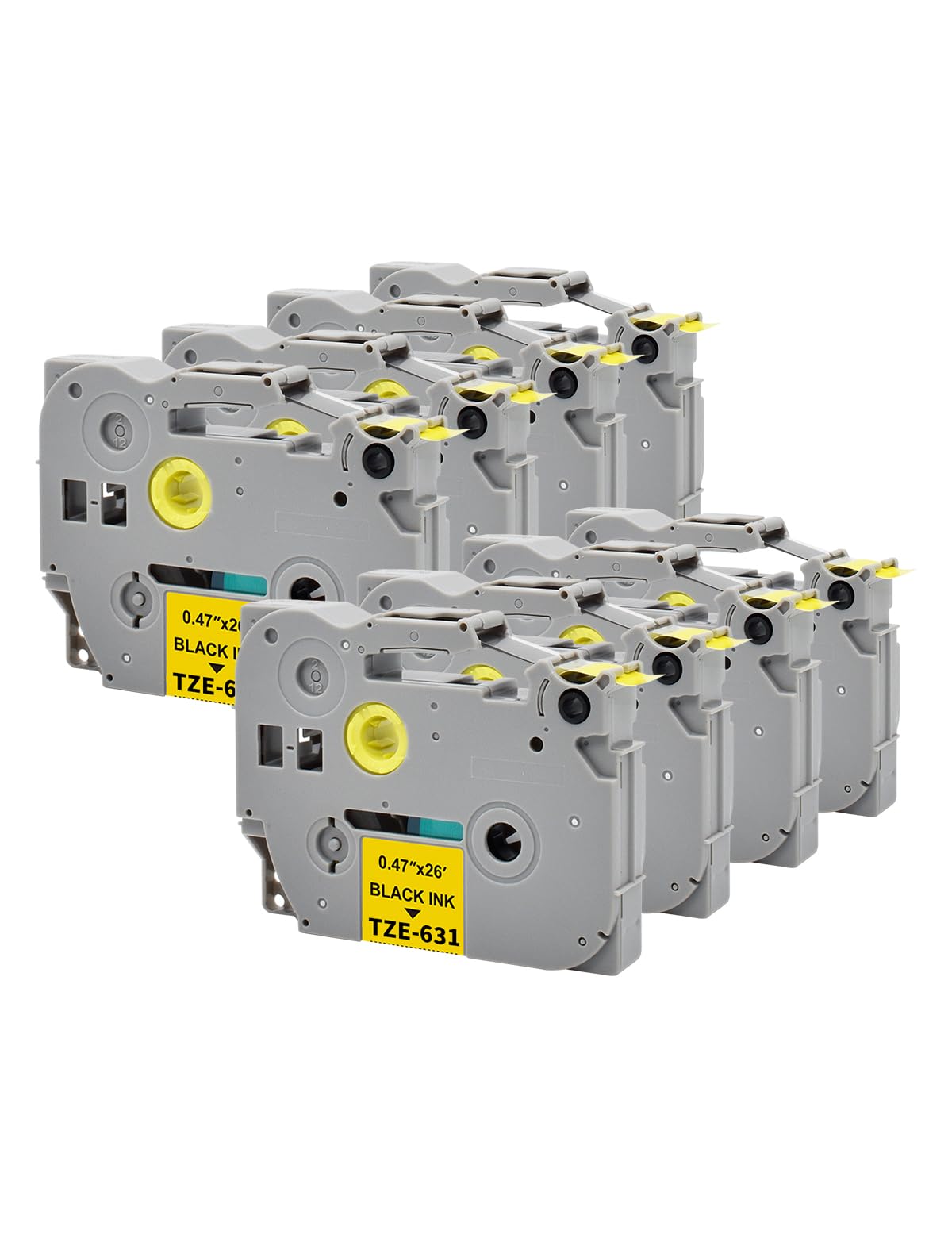 8 x Veson Compatible with TZe-631 tze631 tz-631 tz631 Brother P-Touch Tapes 12 mm x 8 m Laminated Label Tape for PT-1000 1010 1080 PT-H105 PT-E110 PT-P300BT PT-H100LB PT-H100R - Black Yellow