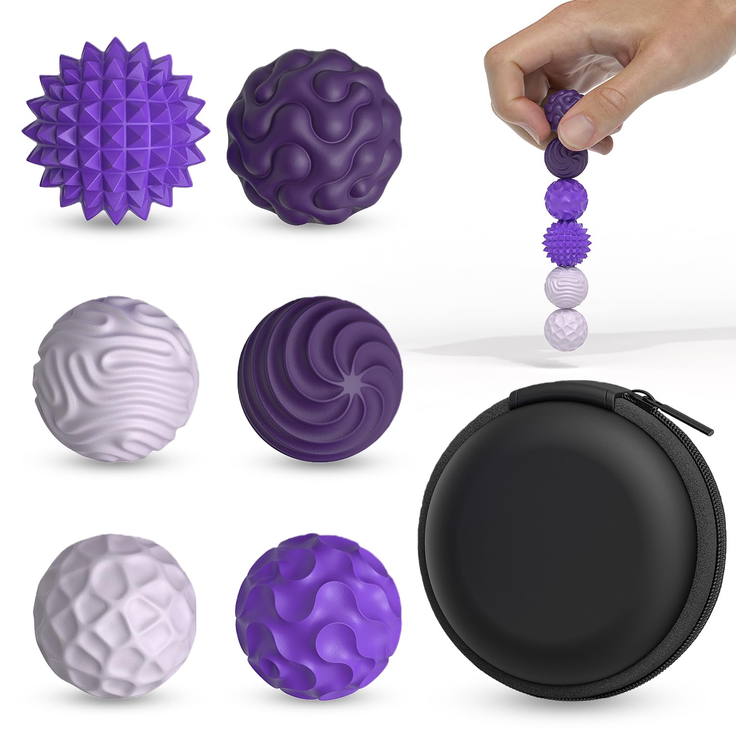 Magnetic Balls Fidget Toys for Adults & Teens, 6Pcs Silicone Stress Relief Sensory Toys for Autism ADHD Anxiety, Fun Textures Gadgets, Office Desk Toy for Women Men Teen