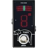 EROK Mini Tuner Pedal - Compact Size with Pitch LED Indicator for Electric Guitar &amp; Bass, True Bypass (Black)