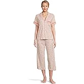 Karen Neuburger womens Petite Notch Collar and Capri Pajama Set With Eyelet Inserts