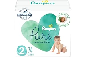 Pampers Pure Protection Diapers - Size 2, 74 Count, Hypoallergenic Premium Disposable Baby Diapers