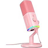 MAONO PD100X USB/XLR Podcast Microphone for PC,Gaming Streaming Dynamic Mic | Noise Reduction,Tap to Mute,Custom RGB, Maono Link Support,Volume &amp; Gain Control,Desktop Stand,for Computer Recording, Pink