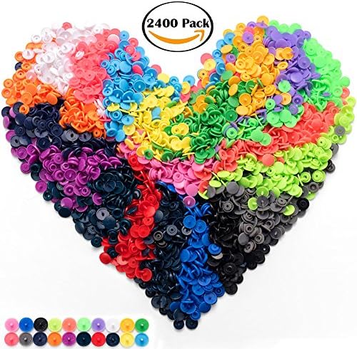 600 Sets Plastic T5 Snaps Buttons, 20 Colors No-Sew Snap Fasteners Button Kit for Baby Kids Infants Onesies Clothes Rain Coat Diaper Bib Sewing Crafting