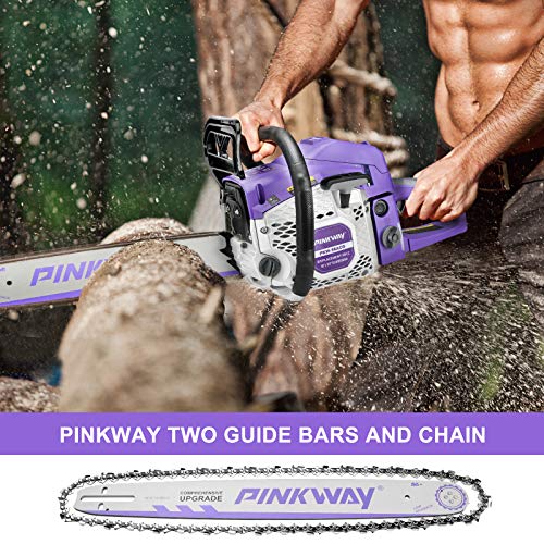 PINKWAY 2Cycle 56CC Saw Gas Powered Chainsaw 20" Chain Saws Petrol Saw