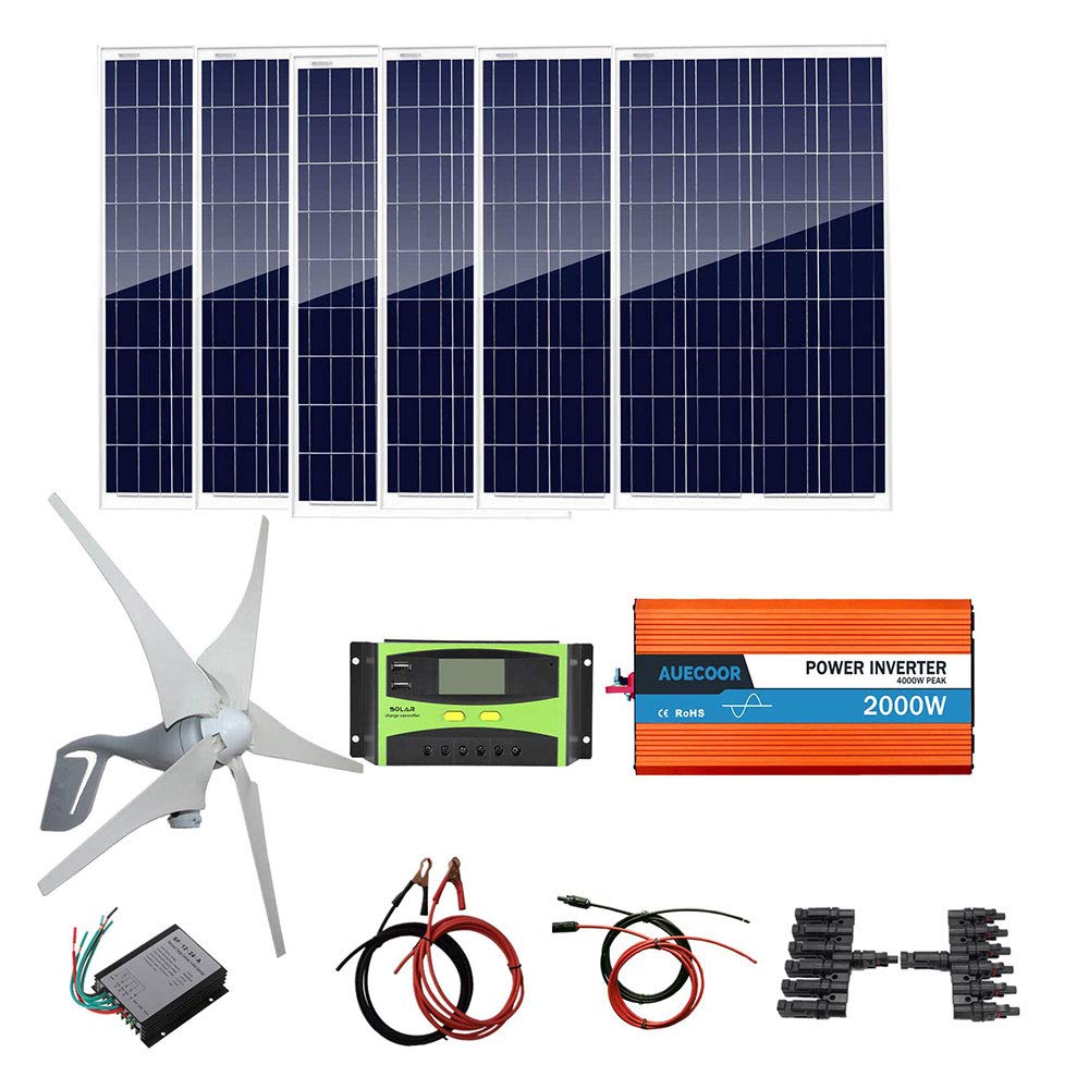 Buy AUECOOR 1000 Watts Solar Panel Wind Turbine Kit(Hybrid System) 6