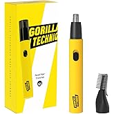 Gorilla Technique Nose Ear Hair Trimmer for Men, Rechargeable 2-in-1 Trimmer for Nose Ear Eyebrow Hair Removal, No Pull No Snag Grooming with High-Speed 10,000rpm Motor, 2 Heads