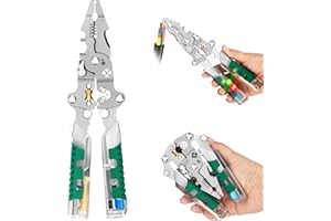 18 in 1 Foldable Ｗire Stripper, 2025 New Wire Strippers with Voltage Detector, Multifunctional Wire Stripping Pliers for Cutt