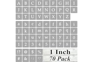 REOLAN 1 Inch Alphabet Letter Stencils for Painting - 70 Pack Letter and Number Stencil Templates with Signs for Painting on Wood, Reusable Alphabet and Numbers Stencils for Chalkboard Wood Signs & Wall Art