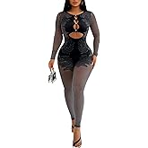 Long Sleeved Jumpsuits - Sexy Hollowed Out Slim Fit Women's Jumpsuits