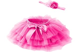 Beganly Baby Girls Soft Fluffy Ruffles Tulle Skirt with Diaper Cover Toddler Princesses Party Tutu Sets with Flower Headband