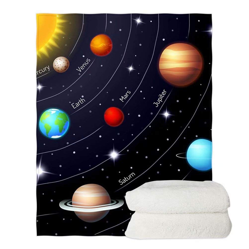 chaqlin Solar System Fleece Blanket Warm Bedroom Sofa Throw Blanket Adult Kids School Nap Knee Blankets Reversible Bed Throw Blankets 110x140 cm — image 1