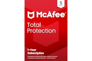 McAfee Total Protection 5-Device | AntiVirus Software 2026 for Windows PC & Mac, AI Scam Detection, VPN, Password Manager, Identity Monitoring | 1-Year Subscription with Auto-Renewal | Key Card