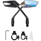 2 Pack Anti-Glare Convex Handlebar Bike Mirror with 2 Reflective Stickers, Wide Angle UHD Rearview Glass, Safe Universal Acce