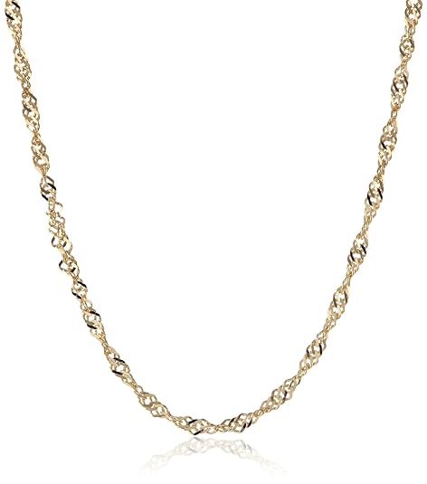 18 Karat / 750 Gold Singapur Kette Massiv Breite 3 mm Gelbgold Unisex Länge wählbar