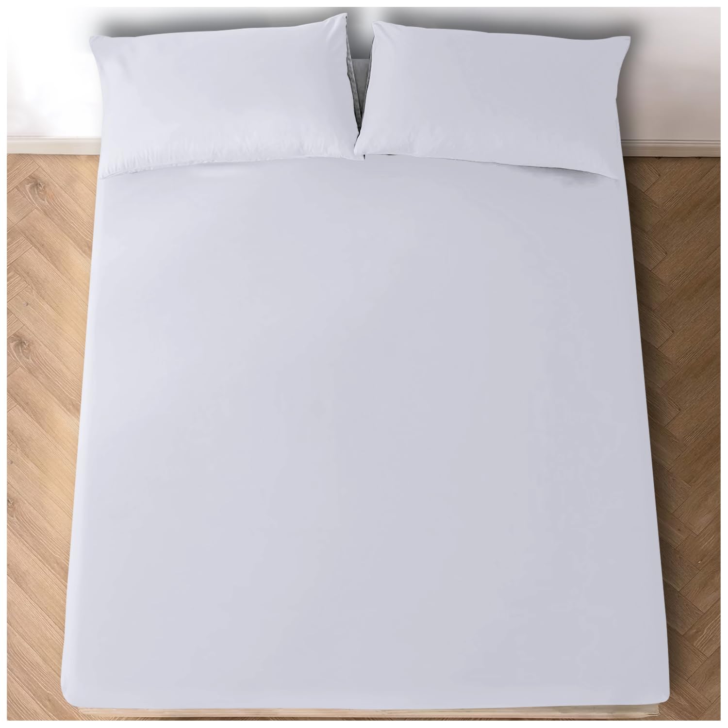 GC GAVENO CAVAILIA Easy Care Polycotton Fitted, Plain Dyed Bed Sheets OR Housewife Pillowcases 2 Pack, Polyester-Cotton, White, King — image 1