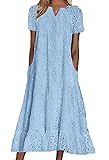 chouyatou Women Summer Ruffle Hem Floral Lace