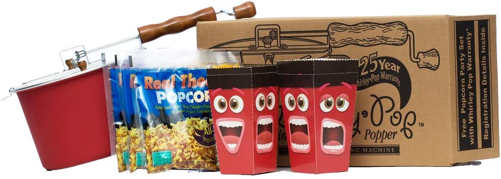 Whirley Pop Theater Style Popcorn Set Regular Red Electric Popcorn Poppers Kitchen Dining Amazon Com