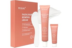 PUILOG Facial Hair Removal Cream for Women, Soothing Hydrating Depilatory Cream Kit, Painless & Flawless Face, Upper Lip, Chin Hair Remover, Gentle for Sensitive Skin