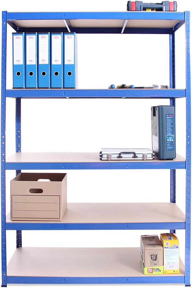 Garage Shelving Units: 180cm x 120cm x 60cm | Heavy Duty Racking Shelves for Storage - 1 Bay, Blue 5 Tier (175KG Per Shelf), 875KG Capacity | For Workshop, Shed, Office | 5 Year Warranty - Image 3