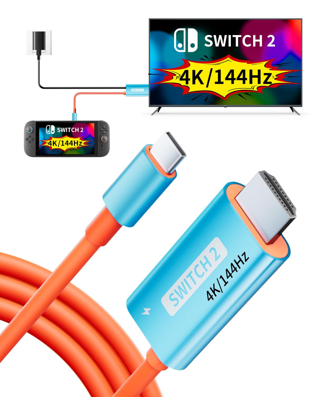 Photo 1 of YIGORN Switch 2 TV Dock Docking Station for Nintendo Switch 2,Portable 2025 New Models Adapter Support 4K/144HZ TV Dock Mode, (Blue and Red)