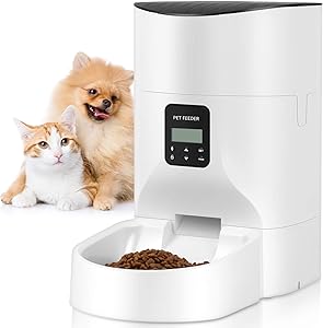 TOO TOO 7L Automatic Dog Feeder, Timer Cat Food Dispenser with Desiccant Bag for Dry Food, Programmable Portion Control 1-4 Meals per Day&Voice Recorder for Small/Medium Pets (White)