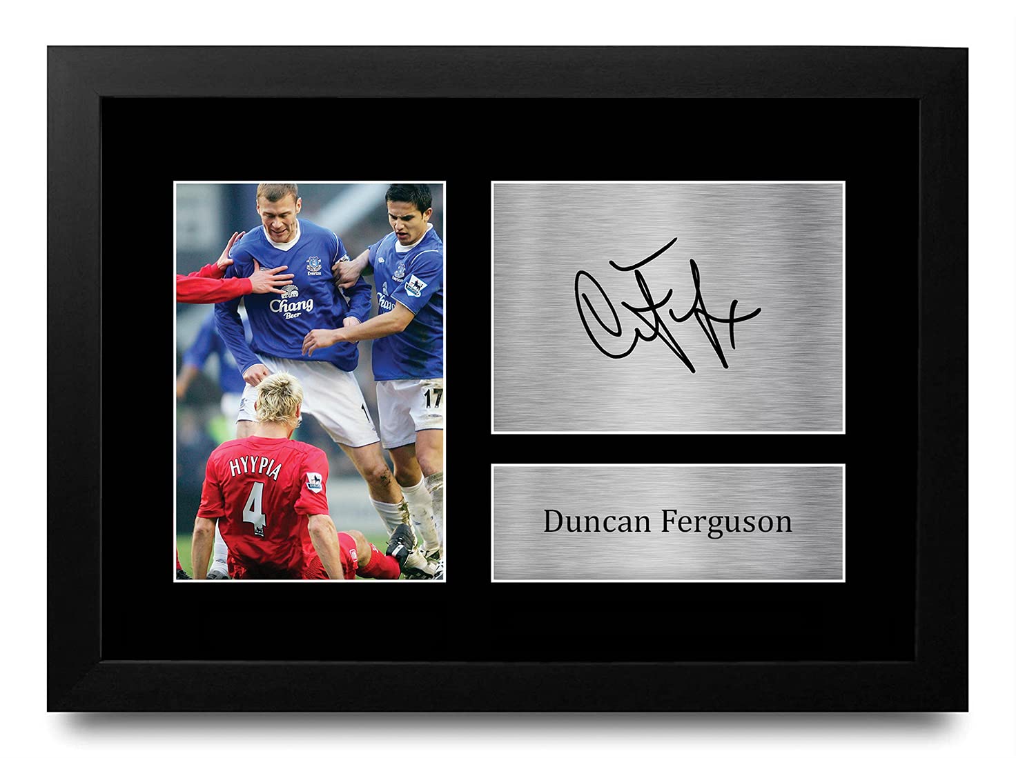 HWC Trading Duncan Ferguson Gift Signed FRAMED A4 Printed Autograph Everton Gifts Photo Display