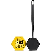 TOOLETRIES Silicone Back Scrubber - Exfoliating Shower Brush, Back Washer for Men, Durable Back Brush with Long Handle - Long Lasting Bath & Shower Accessories - Charcoal